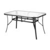 Gardeon 140CM Outdoor Dining Table Steel Frame Tempered Glass Parasol Hole Black product image