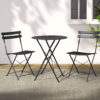Gardeon 3PC Outdoor Bistro Set Steel Table and Chairs Patio Furniture Black product image