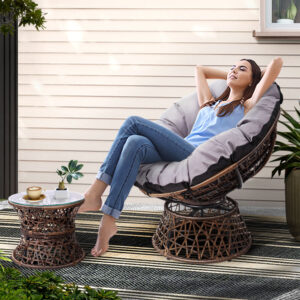 Gardeon Outdoor Lounge Setting Papasan Chair Wicker Table Garden Furniture Brown product image