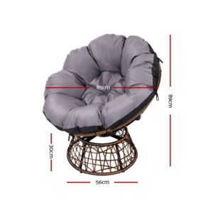 Gardeon Outdoor Lounge Setting Papasan Chair Wicker Table Garden Furniture Brown Product Image