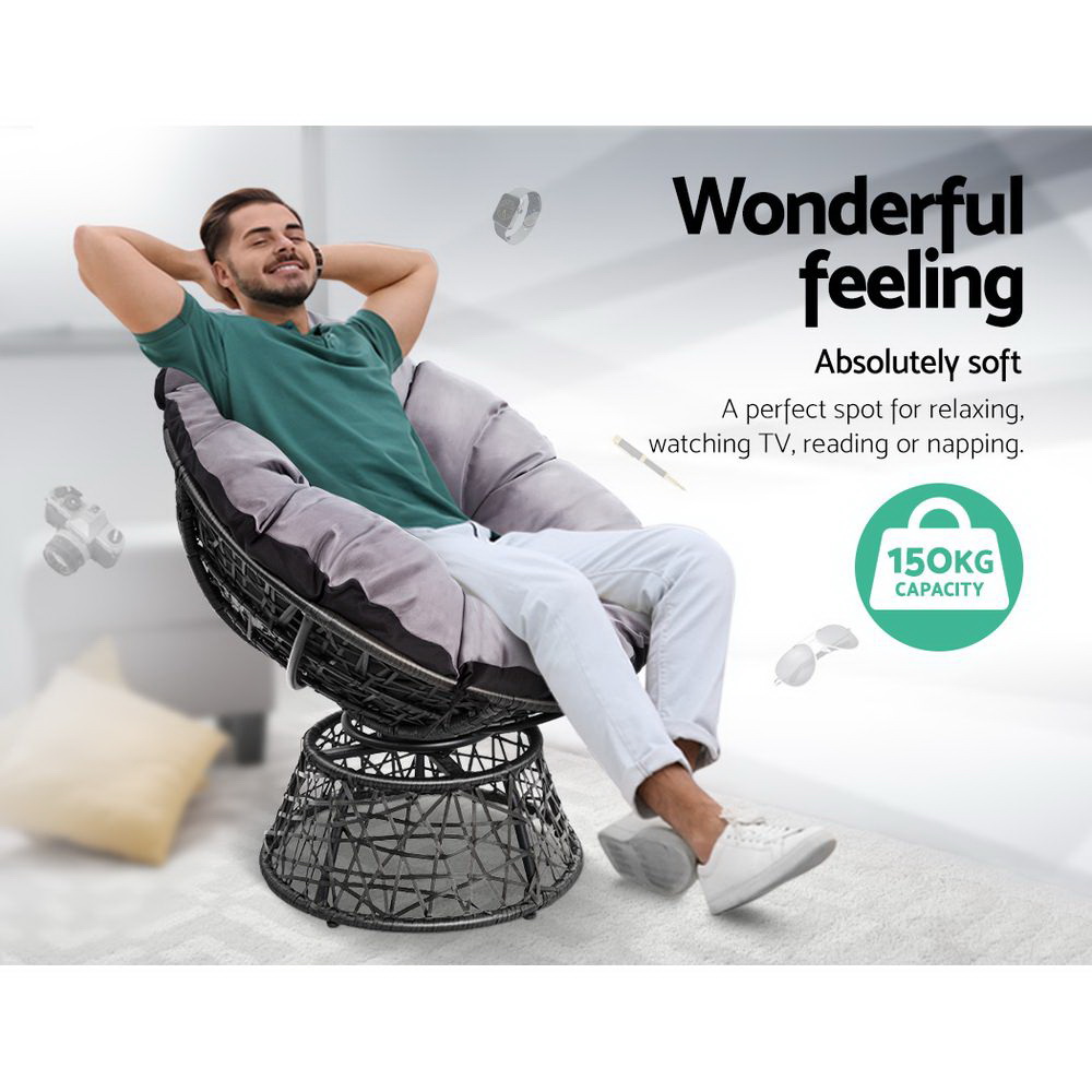 Gardeon Wicker Papasan Chairs &Amp; Table Set Black – Sumo Deals Gardeon Outdoor Lounge Setting Furniture Wicker Papasan Chairs Table Patio Black Product Image