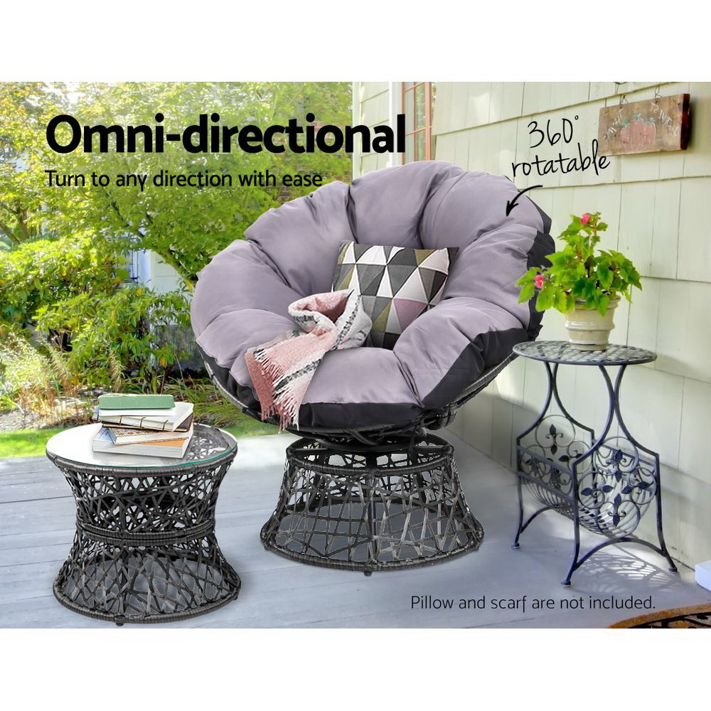 Gardeon Wicker Papasan Chairs &Amp; Table Set Black – Sumo Deals Gardeon Outdoor Lounge Setting Furniture Wicker Papasan Chairs Table Patio Black Product Image