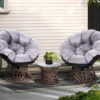 Gardeon Outdoor Lounge Setting Furniture Wicker Papasan Chairs Table Patio Brown Product Image