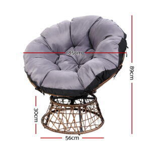 Gardeon Outdoor Lounge Setting Furniture Wicker Papasan Chairs Table Patio Brown Product Image