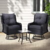 Gardeon 3PC Outdoor Furniture Bistro Set Lounge Wicker Swivel Chairs Table Cushion Black product image