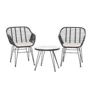 Gardeon 3Pc Outdoor Bistro Set | Grey Wicker Lounge – Sumo Deals Gardeon 3Pc Outdoor Furniture Bistro Set Lounge Setting Table Chairs Cushion Patio Grey Product Image