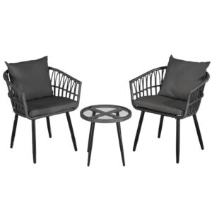 Gardeon 3PC Outdoor Bistro Set Patio Furniture Lounge Setting Table and Chairs Grey product image
