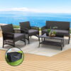Gardeon 4PCS Outdoor Sofa Set with Storage Cover Wicker Harp Chair Table Grey product image
