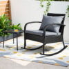 Gardeon 2Pc Rocking Chair Table Wicker Outdoor Furniture Patio Lounge Setting Product Image
