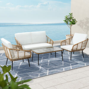 Gardeon 4-Piece Outdoor Sofa Set Rattan Lounge Setting Table Chairs product image