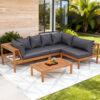 Gardeon 4 Pieces Outdoor Sofa Set 5-Seater Wooden Bench with Built-in Side Table product image
