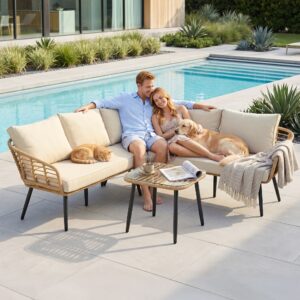 Gardeon 4-Piece Modular Outdoor Sofa Set with Cushions 5 Seater Rattan Furniture product image
