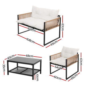 Gardeon 4-Seater Outdoor Sofa Set | Patio Furniture – Sumo Deals Gardeon 4 Seater Outdoor Sofa Set 4Pcs Table Chair Set Garden Patio Furniture Product Image