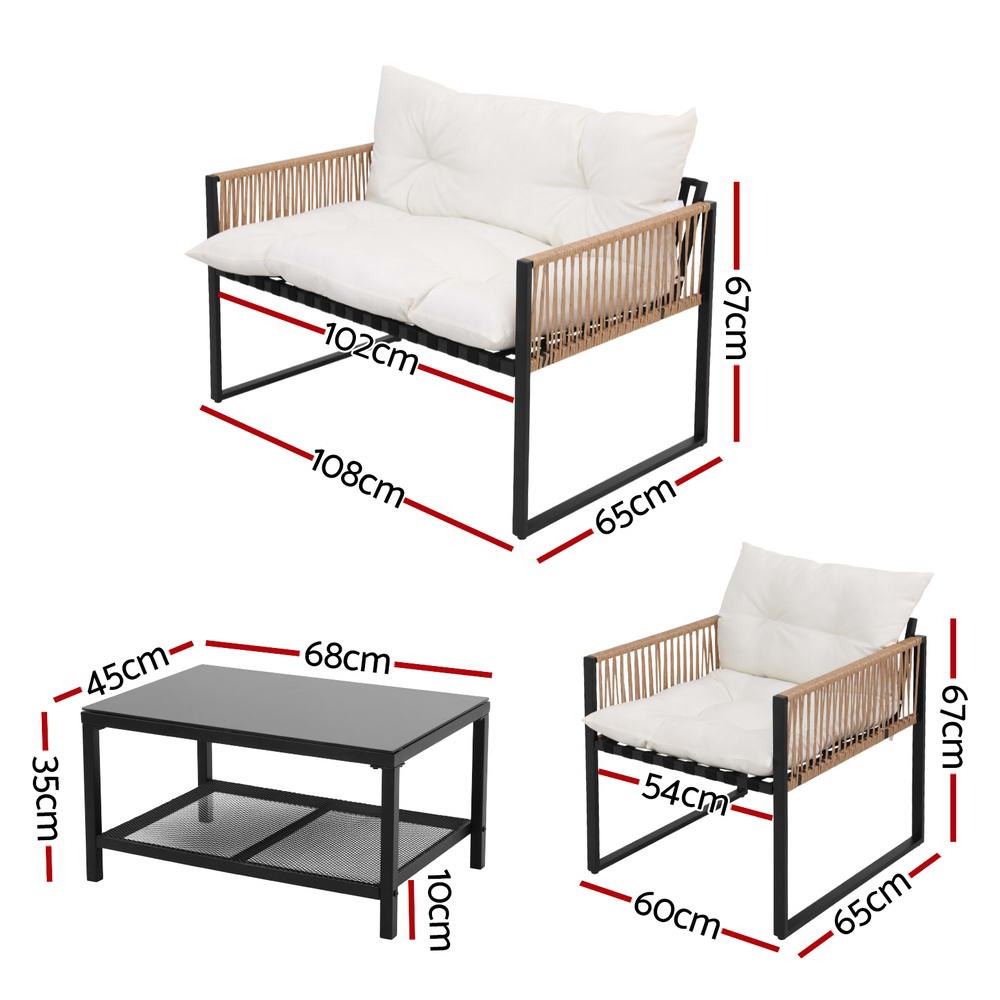 Gardeon 4-Seater Outdoor Sofa Set | Patio Furniture – Sumo Deals Gardeon 4 Seater Outdoor Sofa Set 4Pcs Table Chair Set Garden Patio Furniture Product Image