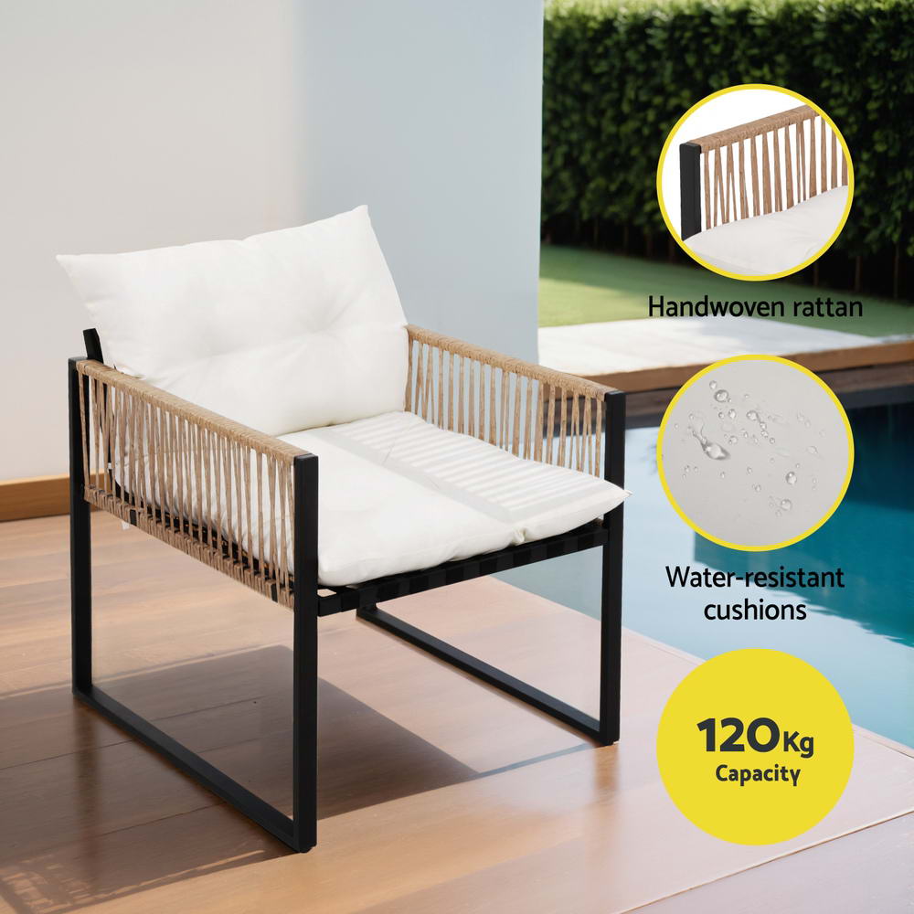 Gardeon 4-Seater Outdoor Sofa Set | Patio Furniture – Sumo Deals Gardeon 4 Seater Outdoor Sofa Set 4Pcs Table Chair Set Garden Patio Furniture Product Image