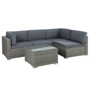 Gardeon 5-Piece Outdoor Sofa Set Wicker Couch Lounge Setting 4 Seater Grey product image