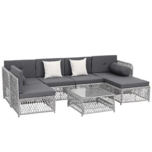 Gardeon 6 Seater Outdoor Sofa Set 7PCS Table Chair Set Garden Rattan Patio Furniture product image