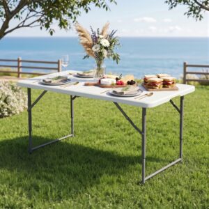 Gardeon 123cm Folding Table Portable Fold-in-Half with Handle Camping Picnic Adjustable Height product image