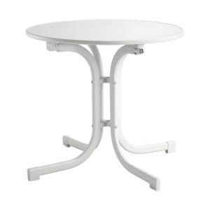 Gardeon Outdoor Side Table 80Cm Folding Steel Round Bistro Desk Cafe Patio Furniture White Product Image