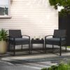Gardeon 3Pc Wicker Outdoor Bistro Set - Black – Sumo Deals Gardeon 3Pc Patio Furniture Bistro Set Wicker Outdoor Lounge Setting Black Product Image