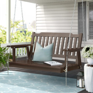 Gardeon Porch Swing Chair With Chain Outdoor Furniture Wooden Bench 2 Seat Brown product image