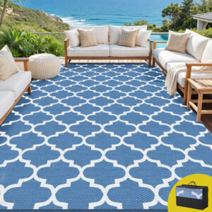 Gardeon Outdoor Rugs 274x366cm Large Carpet Reversible Area Mat PP Dual-Sided Patio Rug Blue product image