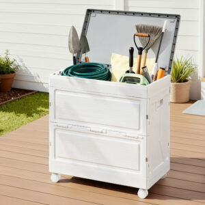 Gardeon 159L Outdoor Storage Box Stackable Cupboard Camping Organizer Wheels product image