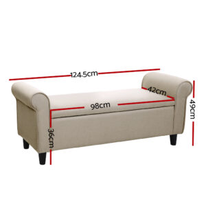 Artiss Storage Ottoman 125Cm | Linen Beige Blanket Box – Sumo Deals Artiss Storage Ottoman Blanket Box 125Cm Arm Linen Beige Product Image