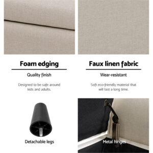 Artiss Storage Ottoman 125Cm | Linen Beige Blanket Box – Sumo Deals Artiss Storage Ottoman Blanket Box 125Cm Arm Linen Beige Product Image