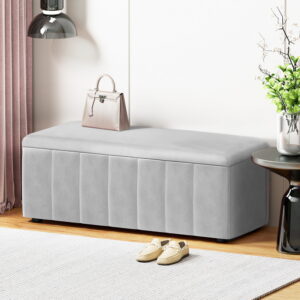 Artiss Storage Ottoman Blanket Box Velvet Grey 103cm product image