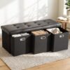 Artiss Storage Ottoman with 3 Cube Drawers Foot Stool Rest Foldable Black product image