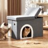 Artiss Storage Ottoman Foot Stool Cat Litter Box Enclosure Foldable Grey product image