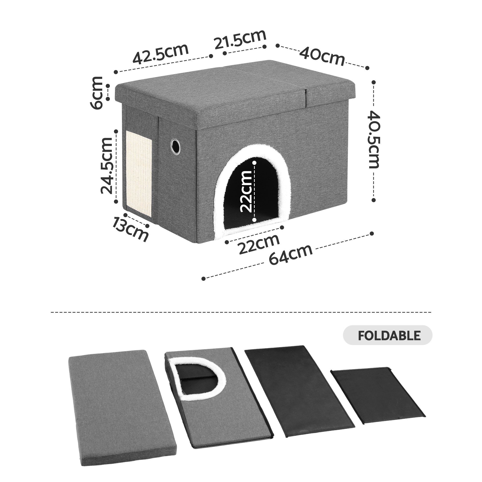 Artiss Storage Ottoman | Cat Litter Box Enclosure – Sumo Deals Artiss Storage Ottoman Foot Stool Cat Litter Box Enclosure Foldable Grey Product Image