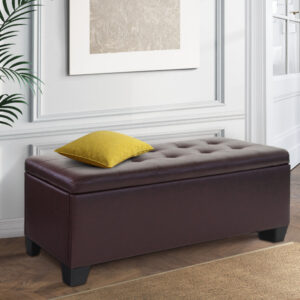 Artiss Storage Ottoman Blanket Box 97cm Leather Brown product image