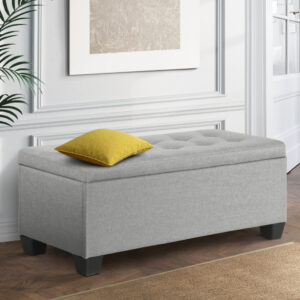 Artiss Storage Ottoman Blanket Box 97cm Linen Light Grey product image