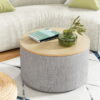 Artiss Storage Ottoman Blanket Box 60Cm Linen Round Grey Product Image