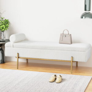 Artiss Storage Ottoman Bed 140cm Pillow Boucle Fabric product image
