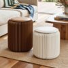 Artiss Accordion Folding Paper Stools Set Includes 2 Cushions Natural Kraft 100KG Capacity product image