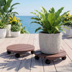 Gardeon 2PC Plant Carts HDPE Plant Caddy With Lockable Wheels Rolling Brown product image