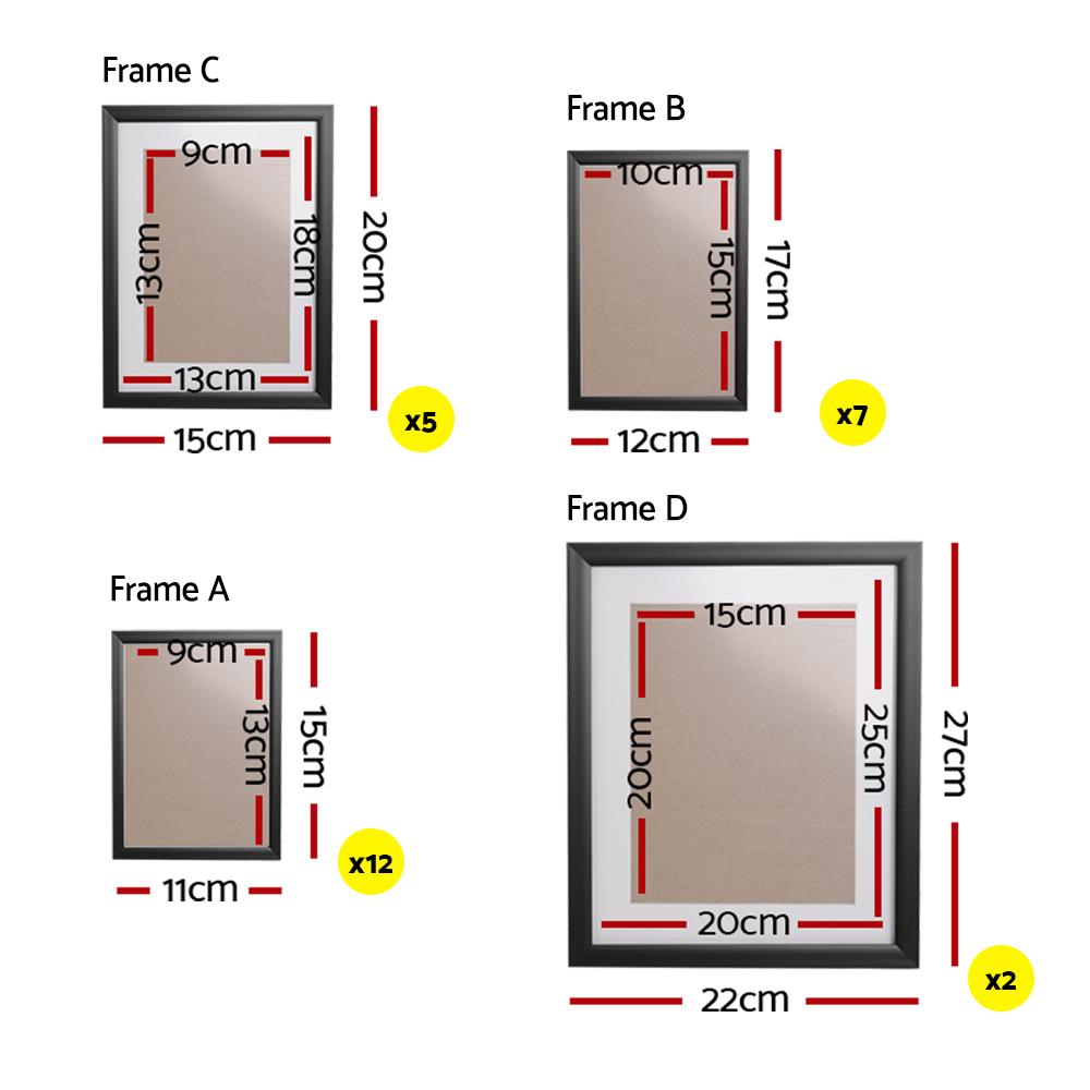 Artiss Photo Frames Set 26Pcs | Black Assorted Sizes – Sumo Deals Artiss Photo Frames Art Holder 26Pcs 8X10&Quot; 5X7&Quot; 4X6&Quot; 3.5X5&Quot; Black Product Image