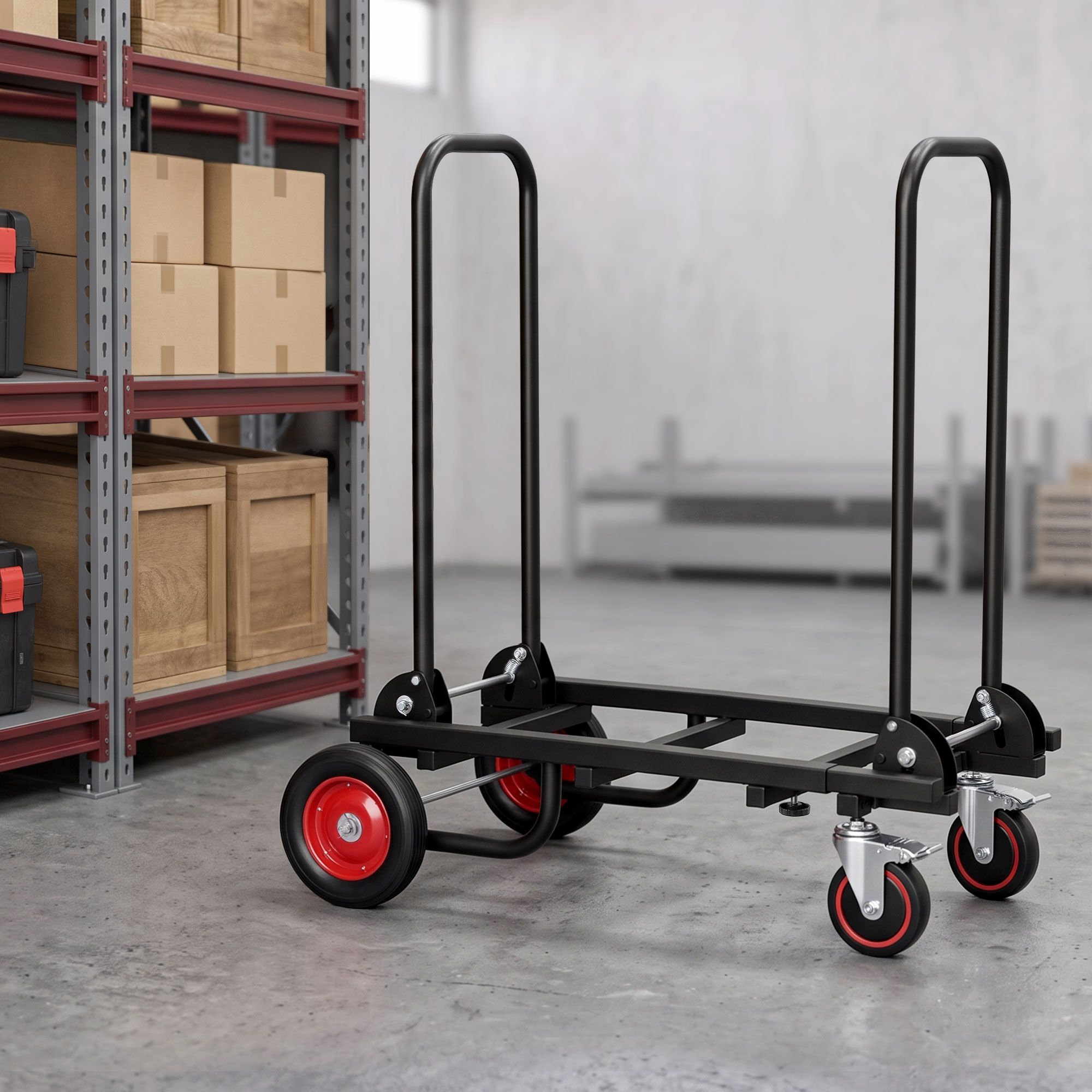Giantz Foldable Hand Trolley | 180Kg Capacity – Sumo Deals Giantz Foldable Hand Trolley Collapsible Transport Cart 180Kg Load Black Product Image