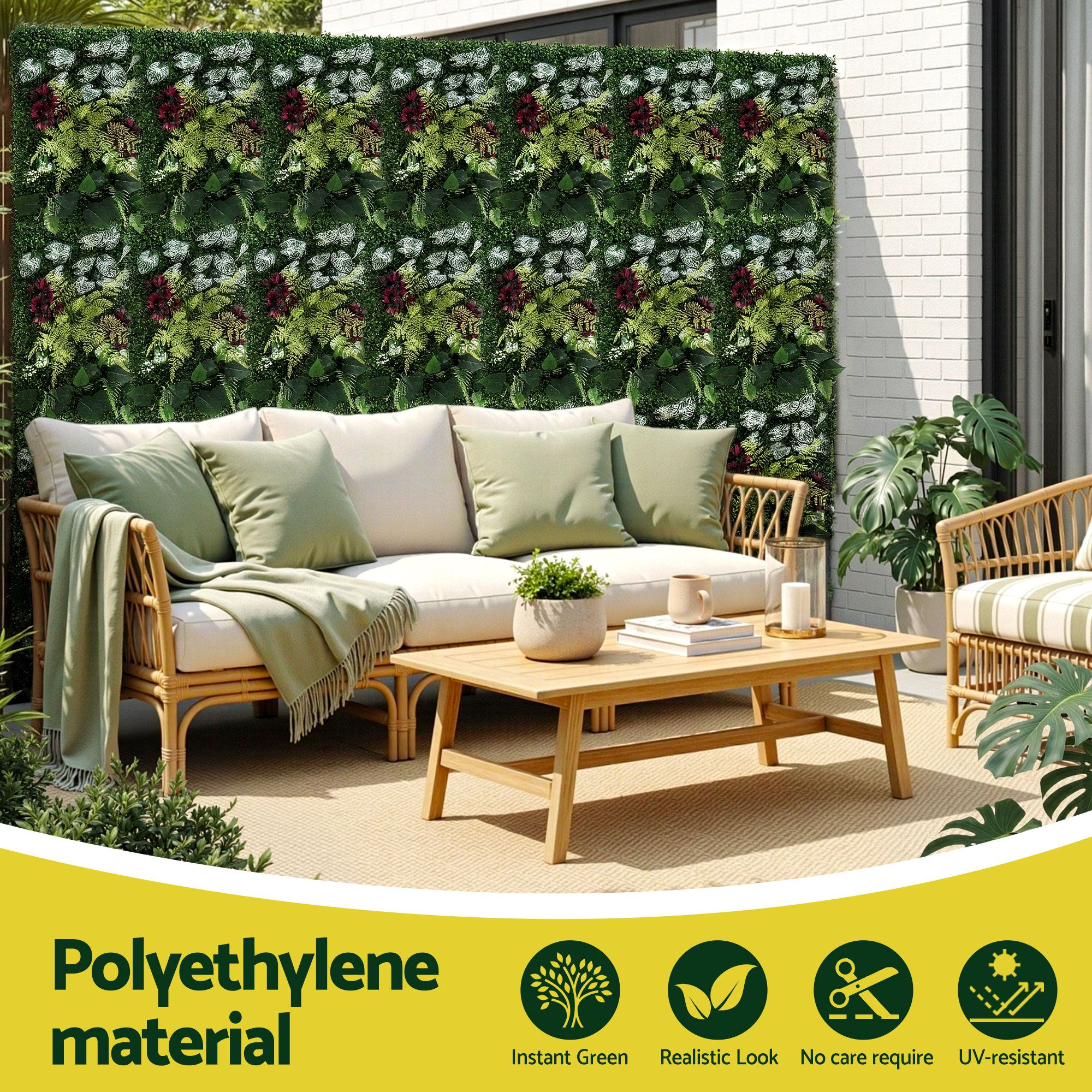 Gardeon 4Pc Artificial Boxwood Wall Panels 40X60Cm – Sumo Deals Gardeon 4Pcs Artificial Plant Wall Panels 40X60Cm Boxwood Panel Flower Backdrop Backyard Green Decor Product Image