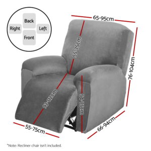 Artiss Recliner Chair Covers 1 Seater Velvet Grey Product Image