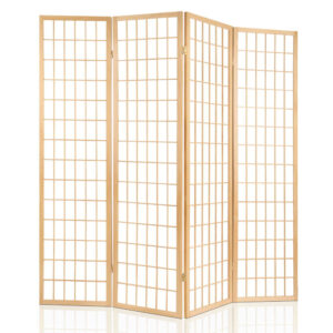 Artiss 4 Panel Room Divider Screen 174X179Cm Natural Product Image