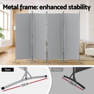 Artiss 4 Panel Room Divider Screen 345X180Cm Fabric Grey Product Image