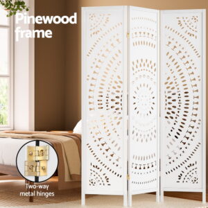Artiss 3 Panel Room Divider Screen 132X170Cm Circle White Product Image