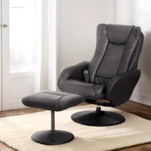 Artiss Recliner Chair Ottoman Heated Massage Black product image