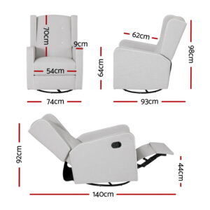 Artiss Recliner Armchair 360° Swivel Grey Fabric – Sumo Deals Artiss Recliner Armchair 360� Swivel Grey Fabric Product Image