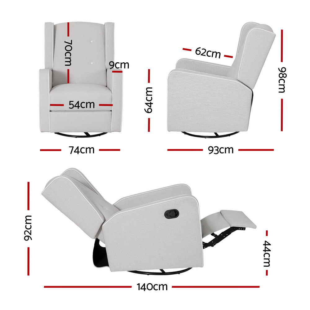 Artiss Recliner Armchair 360° Swivel Grey Fabric – Sumo Deals Artiss Recliner Armchair 360� Swivel Grey Fabric Product Image