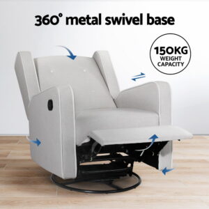 Artiss Recliner Armchair 360° Swivel Grey Fabric – Sumo Deals Artiss Recliner Armchair 360� Swivel Grey Fabric Product Image